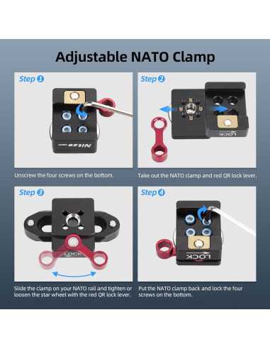 Abrazadera NATO Nitze N64F con roseta ARRI estándar 39g
