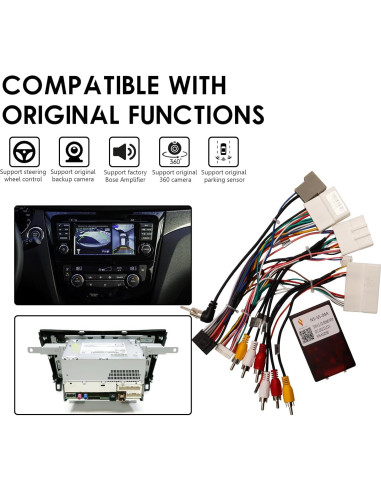 Arnés de Cableado Estéreo Nissan Qashqai 2014-2022 Canbus 16PIN