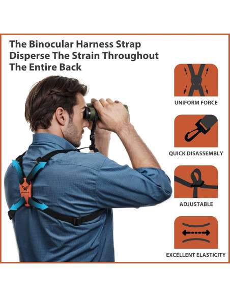 Arnés de Binoculares MOXULE Ajustable en X - Negro