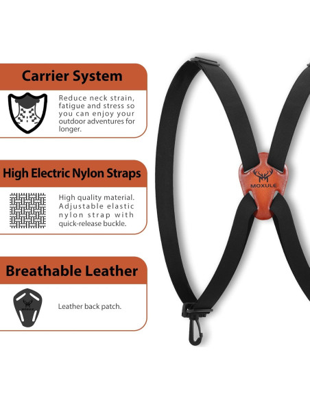 Arnés de Binoculares MOXULE Ajustable en X - Negro