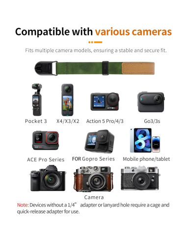 Correa de Muñeca Ajustable STARTRC X5 de Cuero para Cámaras