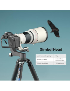Cabezal de trípode gimbal WEYLLAN PH8 de fibra de carbono 15kg 2