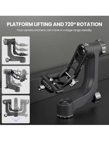 Cabezal de trípode gimbal WEYLLAN PH8 de fibra de carbono 15kg