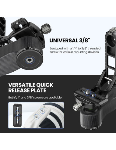 Cabezal de trípode gimbal WEYLLAN PH8 de fibra de carbono 15kg