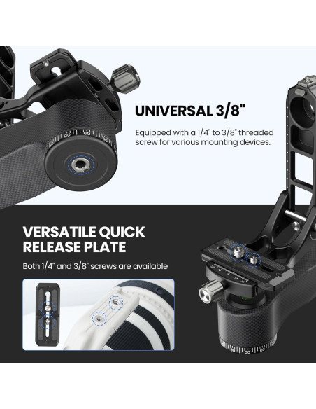 Cabezal de trípode gimbal WEYLLAN PH8 de fibra de carbono 15kg