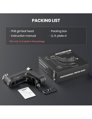 Cabezal de trípode gimbal WEYLLAN PH8 de fibra de carbono 15kg