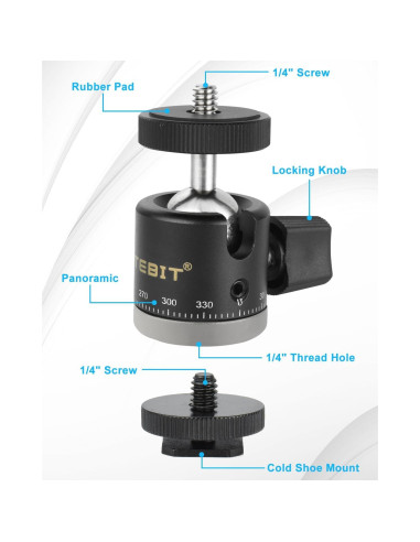 Cabezal de bola mini UTEBIT 20mm para trípode 360