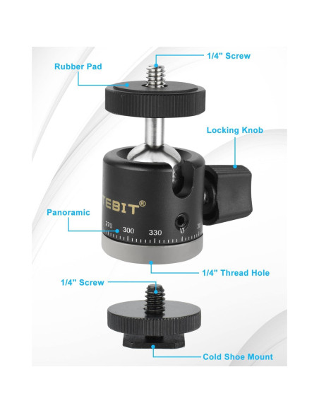 Cabezal de bola mini UTEBIT 20mm para trípode 360