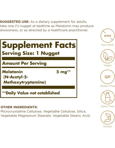 Solgar Melatonina 5 mg - 60 Nuggets Veganos Sin Gluten