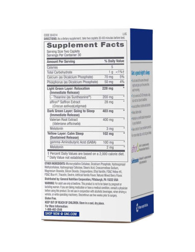 Suplemento GNC Tri-Sueño 60 Tabletas Relax y Sueño