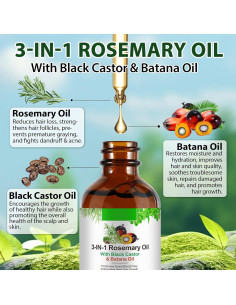 Aceite 3 en 1 Valleylux - Romero, Ricino Negro y Batana 60ml 2