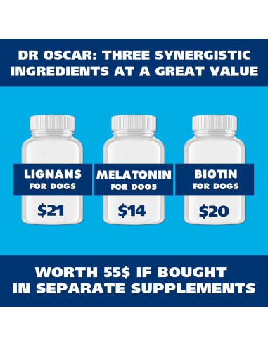 Suplemento para Perros Dr. Oscar 3en1: Lignanos HMR, Melatonina y Biotina