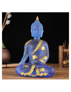 Estatua de Buda Tailandés Azul 17 cm Resina Decorativa
