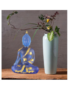 Estatua de Buda Tailandés Azul 17 cm Resina Decorativa 2