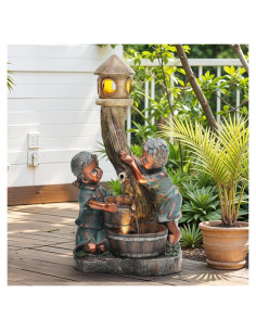 Fuente de Agua Exterior Autodaya 78.74cm Niños LED Bronce