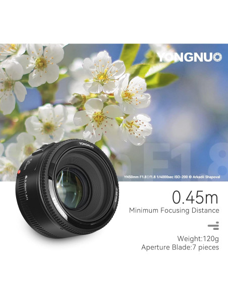 Lente Yongnuo YN50mm F1.8C para Cámaras Canon EF - Enfoque Automático Lente Yongnuo YN50mm F1.8C para Cámaras Canon EF - Enfoque Automático