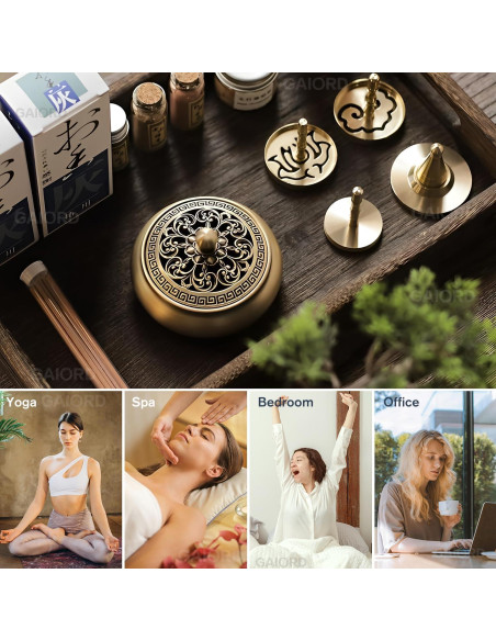 Kit de quemador de incienso GAIORD 29 piezas latón dorado