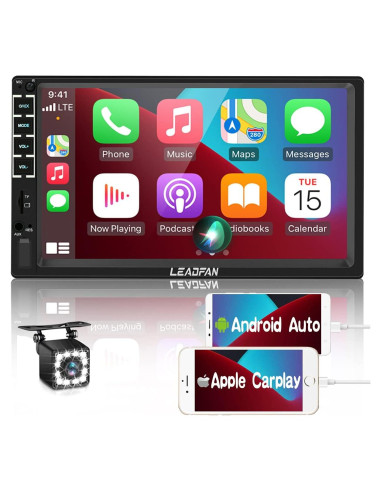 Estéreo de coche Leadfan N7C Double Din 7" con Carplay y Android Auto