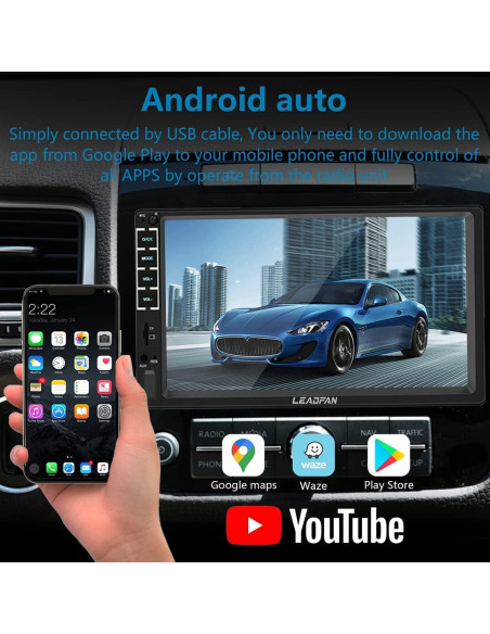 Estéreo de coche Leadfan N7C Double Din 7" con Carplay y Android Auto