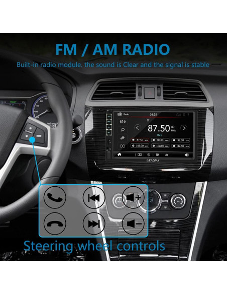 Estéreo de coche Leadfan N7C Double Din 7" con Carplay y Android Auto