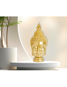 Estatua de Cabeza de Buda de Oro AMOIENSIS 15x13x28 cm 2