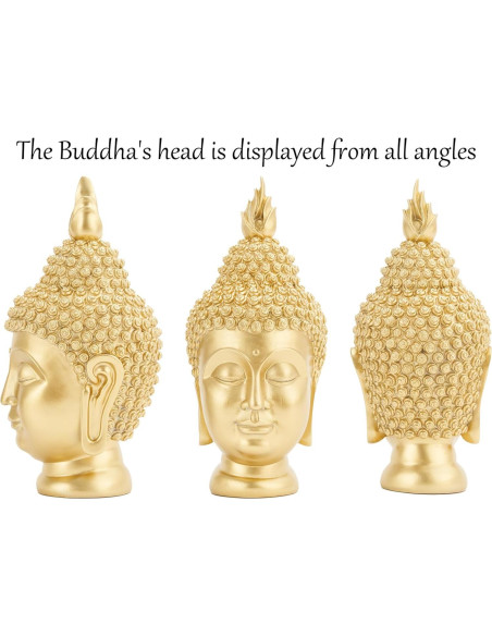 Estatua de Cabeza de Buda de Oro AMOIENSIS 15x13x28 cm