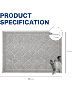 Alfombrilla para Caja de Arena WePet 89x58 cm Gris Cadete 2