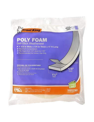 Cinta de sellado de clima Frost King L344H 3.81cm x 0.64cm x 5.18m