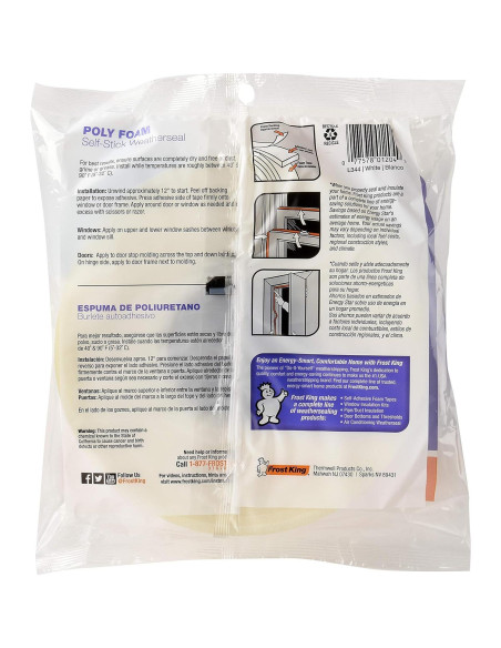 Cinta de sellado de clima Frost King L344H 3.81cm x 0.64cm x 5.18m