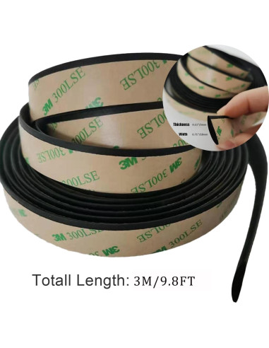 Tira de Sello de Goma Smeyta 3M para Parabrisas Coche Negro