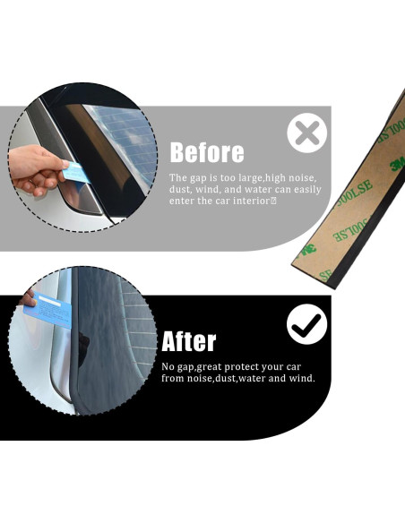 Tira de Sello de Goma Smeyta 3M para Parabrisas Coche Negro