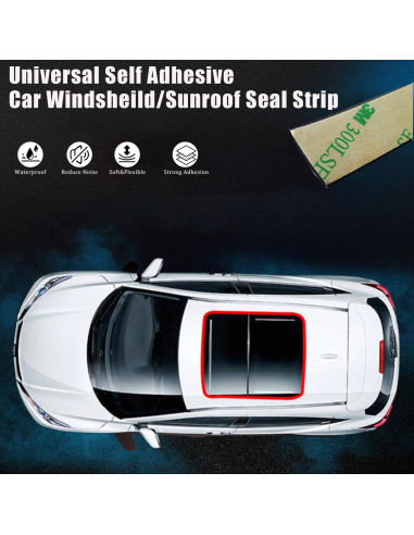 Tira de Sello de Goma Smeyta 3M para Parabrisas Coche Negro