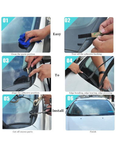 Tira de Sello de Goma Smeyta 3M para Parabrisas Coche Negro