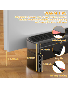 Barrera de Corrientes de Aire para Puertas Cyzarize 99cm Negra 2