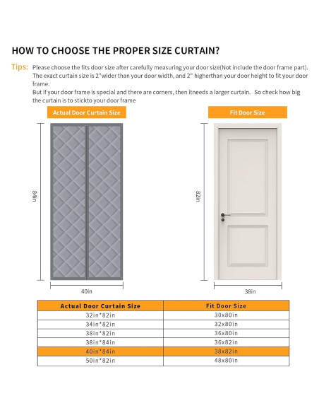 Cortina de Puerta Térmica Aislante Magnética GEWOSI 96.5x208.3cm