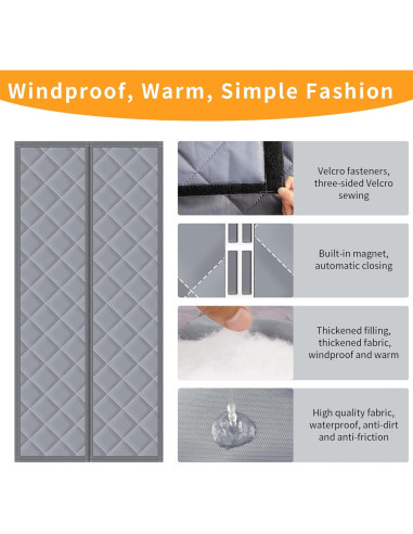 Cortina de Puerta Térmica Aislante Magnética GEWOSI 96.5x208.3cm