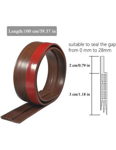 Burlete autoadhesivo Yosoo 100cm silicona para puertas