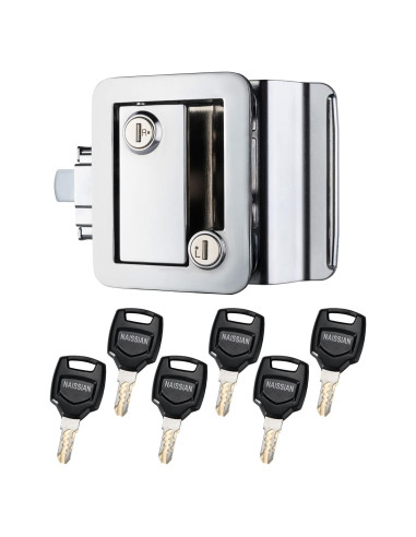 Cerradura de puerta camper Naissian cromo con 6 llaves iguales