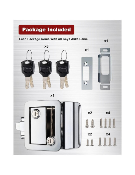 Cerradura de puerta camper Naissian cromo con 6 llaves iguales