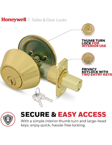 Cerradura de Puerta Frontal Honeywell 8111009 Latón Pulido