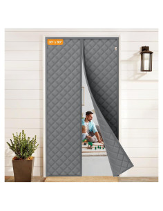 Cortina de Puerta Térmica Aislante Magnética Yotache 38x208 cm Gris