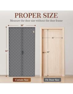 Cortina de Puerta Térmica Aislante Magnética Yotache 38x208 cm Gris 2