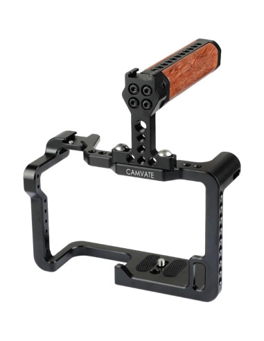 Jaula para Cámara CAMVATE con Mango de Madera para Panasonic GH5