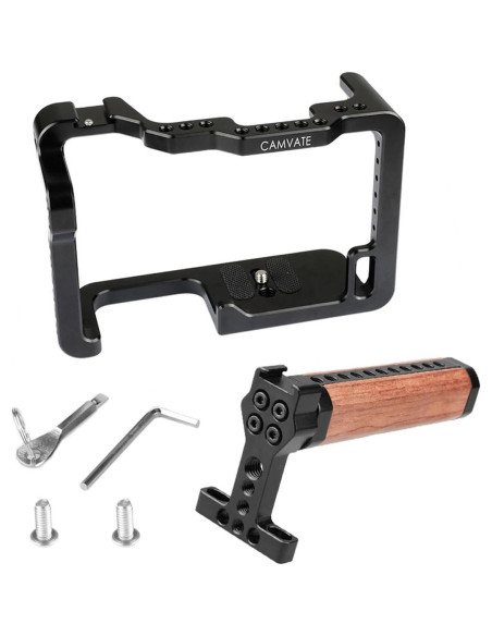 Jaula para Cámara CAMVATE con Mango de Madera para Panasonic GH5 Jaula para Cámara CAMVATE con Mango de Madera para Panasonic GH5