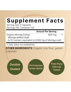 Cápsulas de Moringa Orgánica NatureBell 8000mg 240 Unidades 2