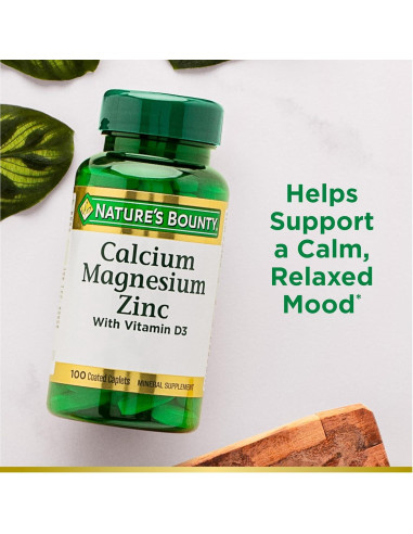 Nature's Bounty Calcio Magnesio Zinc 100 Caplets Salud Ósea