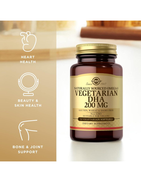 Solgar DHA Vegetariano 200 mg - 50 Cápsulas Blandas - Omega-3