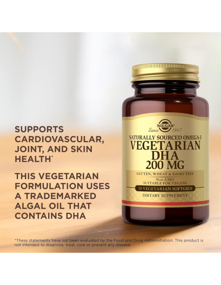 Solgar DHA Vegetariano 200 mg - 50 Cápsulas Blandas - Omega-3