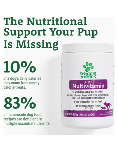 Multivitamina para Perros Doggie Dailies 5 en 1 Mantequilla de Maní