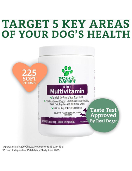 Multivitamina para Perros Doggie Dailies 5 en 1 Mantequilla de Maní